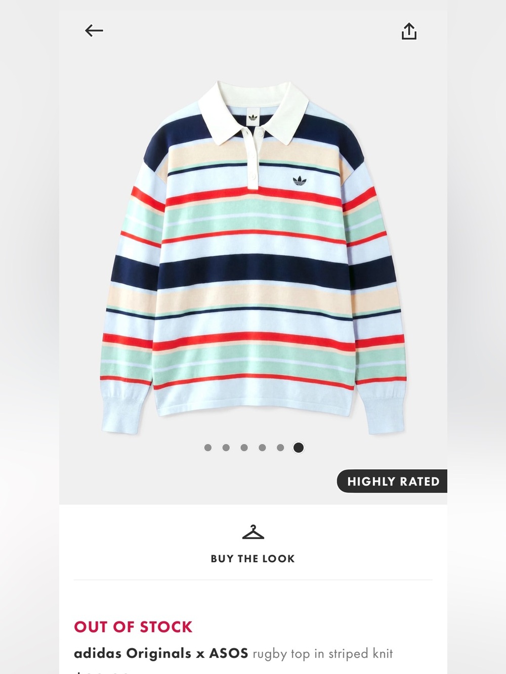 🌀VIRAL🌀ASOS x adidas Rugby Top in Striped Knit - L